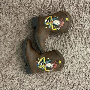 Kids Brown Cowboy Boots with Cartoon Design
